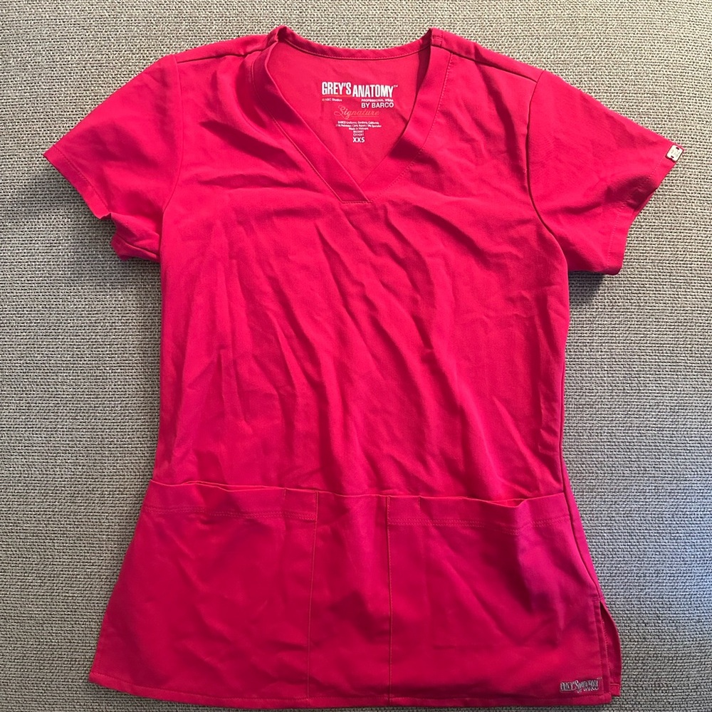 Barco Uniforms Pink Fitted Scrubs Top
